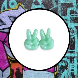 Small Mint Green Peace Sign Stud Earrings
